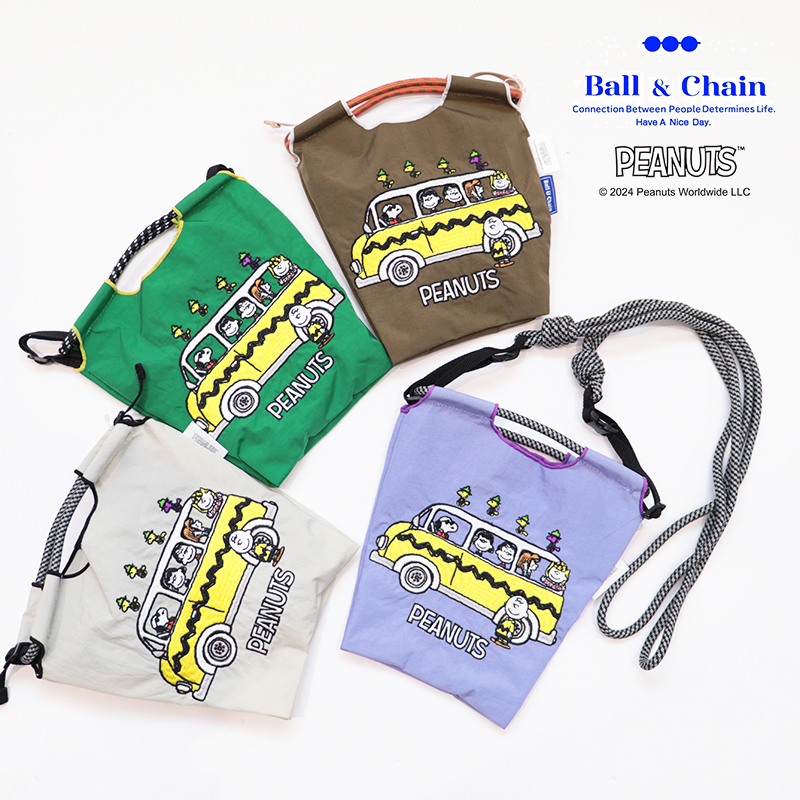 Ball＆Chain×PEANUTS ボール＆チェーン×ピーナッツモデル 326205 SNOOPY BUS JOE COOL ジョークール ＜Sサイズ＞ スヌーピー バス ウッドストック ショルダーバッグ サコッシュ ミニバッグ ポシェット 刺繍 ギフト ボールチェーン BLUE LABEL ボールアンドチェーン
