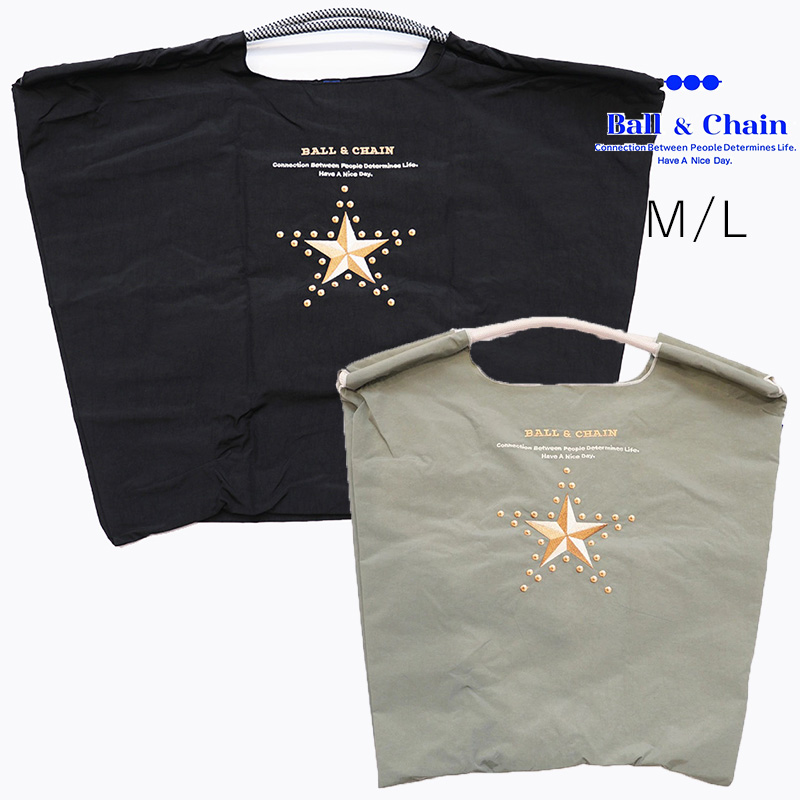 Ball＆Chain ボール＆チェーン 301061/301161 Star and Studs ＜M/Lサイズ＞ スタースタッズ 星 トートバッグ エコバッグ ショッピングバッグ ハンドバッグ 刺繍 ギフト ボールチェーン BLUE LABEL ボールアンドチェーン