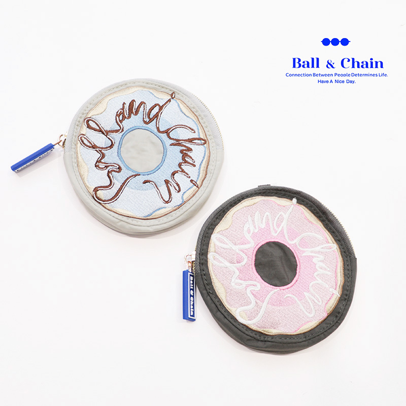 Ball＆Chain ボール＆チェーン 301605 Sweet ROUND POUCH ラウンドポーチ スウィート スイート ドーナツ コインケース 小物入れ ファスナー付き 丸型 円型 刺繍 ギフト ボールチェーン BLUE LABEL ボールアンドチェーン