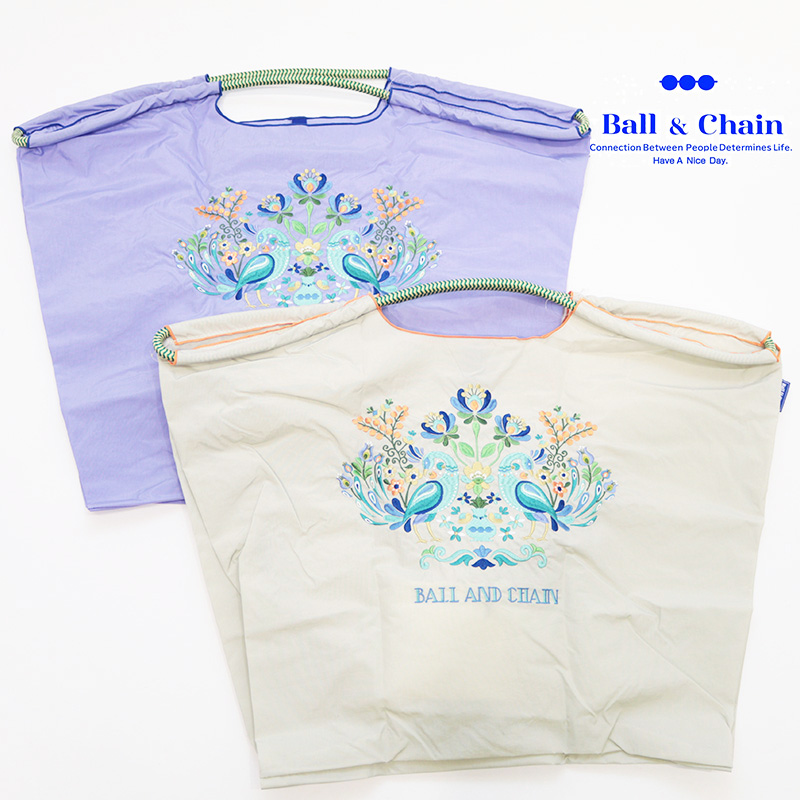 Ball＆Chain ボール＆チェーン  301136  TWITTER ＜Lサイズ＞ ツイッターバード 小鳥 さえずり フラワー 花 トートバッグ エコバッグ ショッピングバッグ ハンドバッグ 刺繍 ギフト ボールチェーン BLUE LABEL ボールアンドチェーン