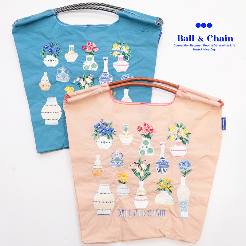 Ball＆Chain ボール＆チェーン 301059 Various Vases ＜Mサイズ＞ フラワーベース 花瓶 花 トートバッグ エコバッグ ショッピングバッグ ハンドバッグ 刺繍 ギフト ボールチェーン BLUE LABEL ボールアンドチェーン