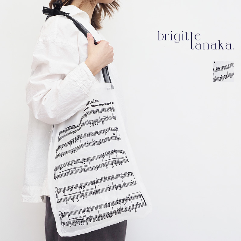 BRIGITTE TANAKA ブリジットタナカ BT.MO.1010 La Marseillaise ラ・マルセイエーズ 楽譜 音符 オーガンジー刺繍トートバッグ エコバッグ ショッピングバッグ ハンドバッグ ギフト | 24SS