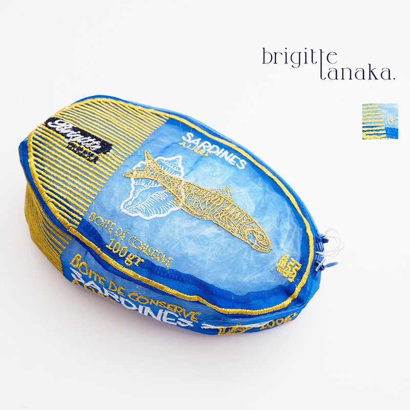 【再入荷】BRIGITTE TANAKA ブリジットタナカ BT.MO.792 SARDINES オーガンジー刺繍ポーチ オイルサーディン 缶詰 メイクポーチ 小物入れ ギフト | 23SS