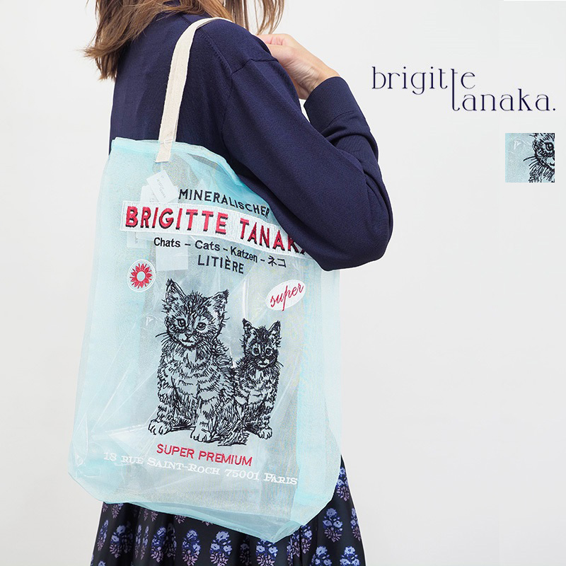 【再入荷】BRIGITTE TANAKA ブリジットタナカ BT.MO.998 CHATS オーガンジー刺繍トートバッグ LITIERE ねこ ネコ 猫 エコバッグ ショッピングバッグ ハンドバッグ ギフト