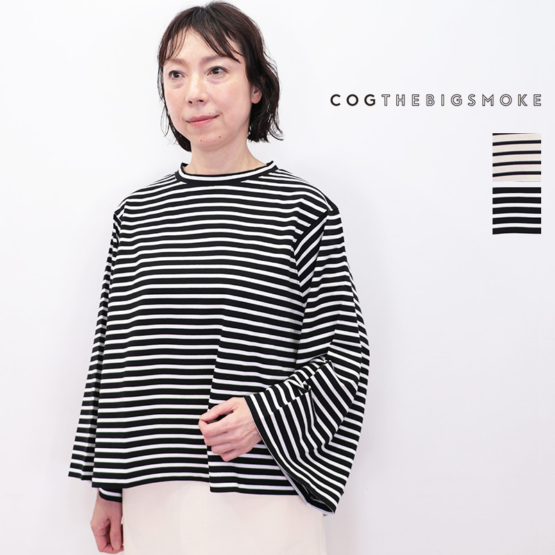 COG THE BIG SMOKE コグザビッグスモーク 11101-182-1128-1 KAMILA WIDE SLEEVE BORDER T-SHIRT ワイドスリーブボーダープルオーバー カットソー ロンT | トップス 24AW 秋冬