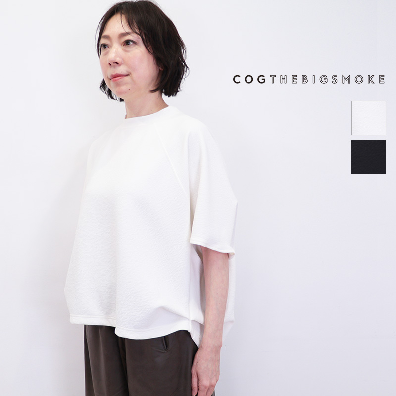 COG THE BIG SMOKE コグザビッグスモーク 12102-212-812-1 シュリンクエフェクト タックスリーブカットソー HELLEN PENTAGONTOP WRINKLE JERSEY フレンチスリーブ 半袖  クルーネック | 25SS トップス 春夏