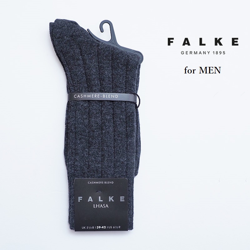 【ネコポス可】FALKE ファルケ 14423 Lhasa Rib Socks MEN  ウールカシミヤ混リブソックス 靴下 24.5-26.5cm メンズ 無地 グレー ビジネス スーツ | 定番 ファッショングッズ