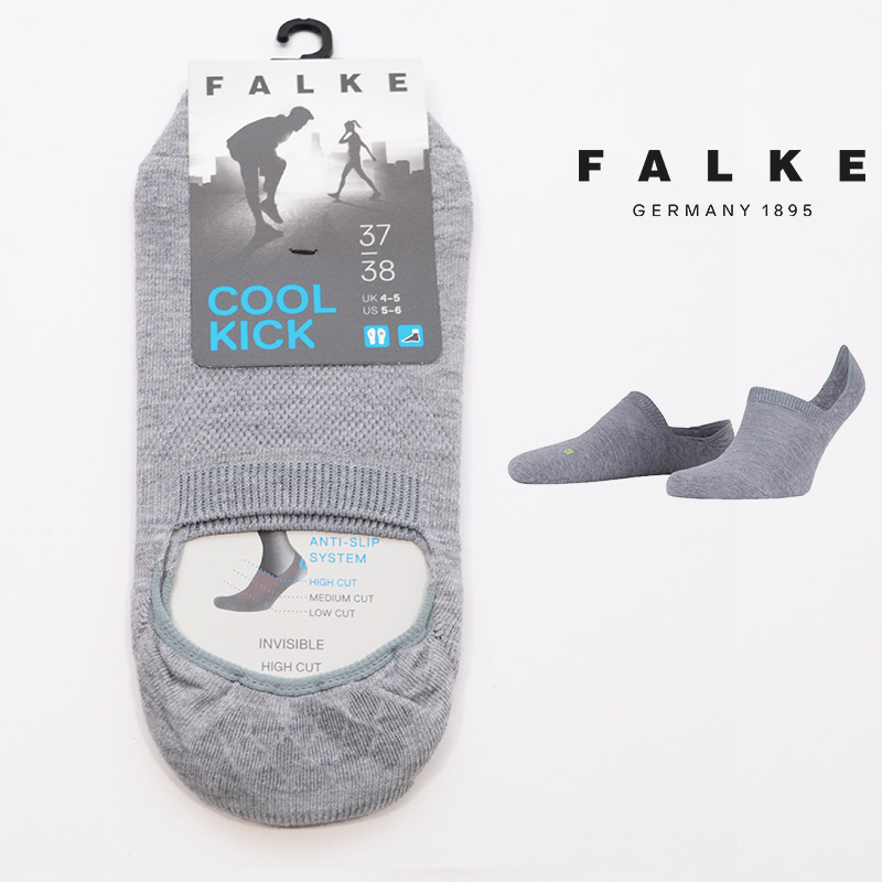 【ネコポス可】FALKE ファルケ 16675  COOL KICK INVISIBLE スニーカーソックス アンクルソックス くるぶしソックス 無地 グレー 靴下 ギフト プレゼント クールキックインビジブル 冷感 | 定番 ファッショングッズ