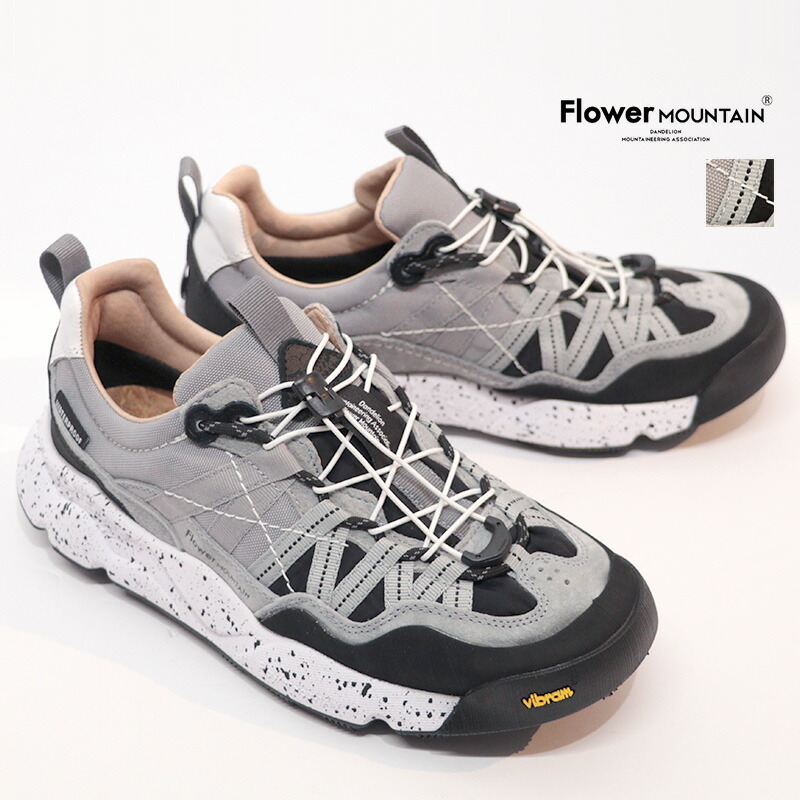 FLOWER MOUNTAIN フラワーマウンテン FM100028 IWANO2 ローカットスニーカー AntGray グレー ナイロン×スウェード ウォーキングシューズ イワノ2 Vibram ヴィブラムソール はっ水 防水 | 26SS シューズ