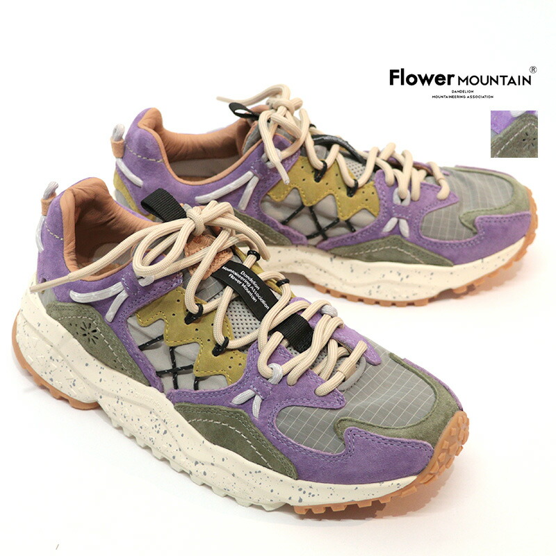 FLOWER MOUNTAIN フラワーマウンテン FM125023 YAMABUSHI ローカットスニーカー PurpleGray パープル ナイロン×スウェード ウォーキングシューズ ヤマブシ | 26SS シューズ