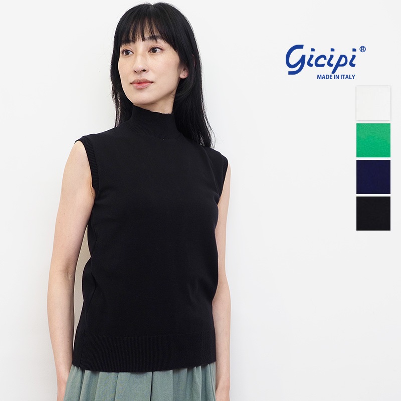 gicipi ジチピ 2319P/2419P TITANIO ハイネックノースリーブコットンカットソー モック Tシャツ プルオーバー ティター二オ | 23SS トップス 春夏