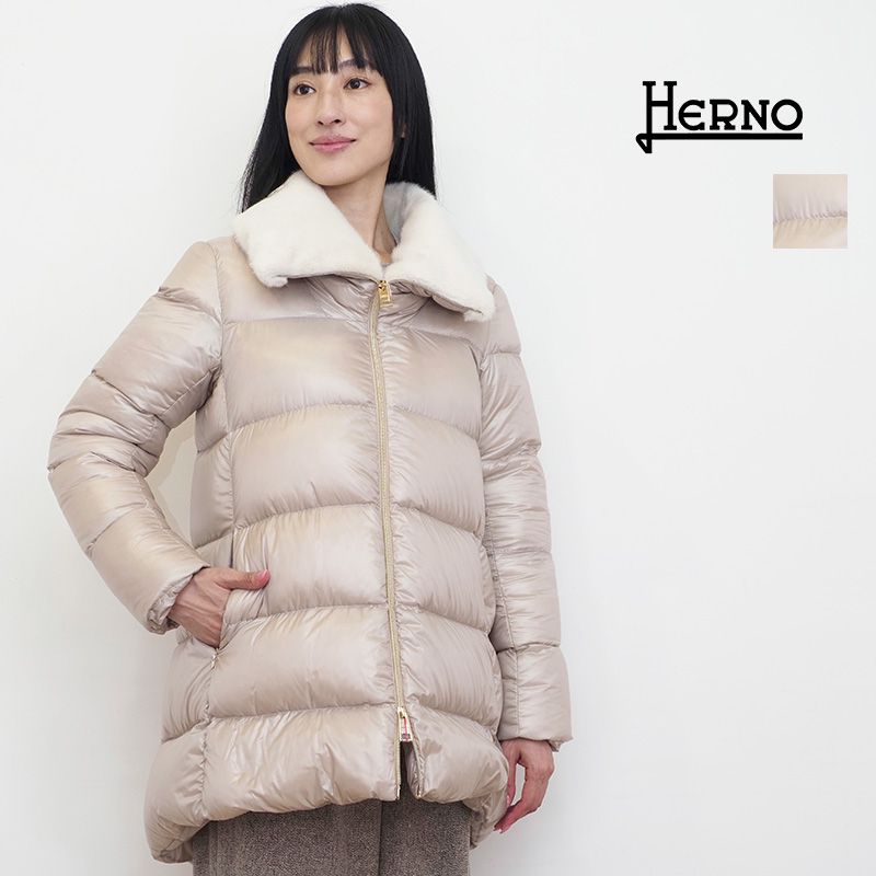 10/30販売開始 【正規品】HERNO ヘルノ PI001536D シャイニーナイロン ファー襟 ダウンジャケット ショートダウンコート  | 23AW アウター 秋冬