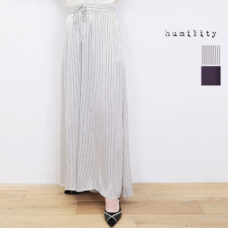 【40％OFF】humility ヒューミリティー 57217410 レーヨン ストライプワイドパンツ イージーパンツ フレアパンツ ガウチョパンツ | 25SS ボトムス 春夏