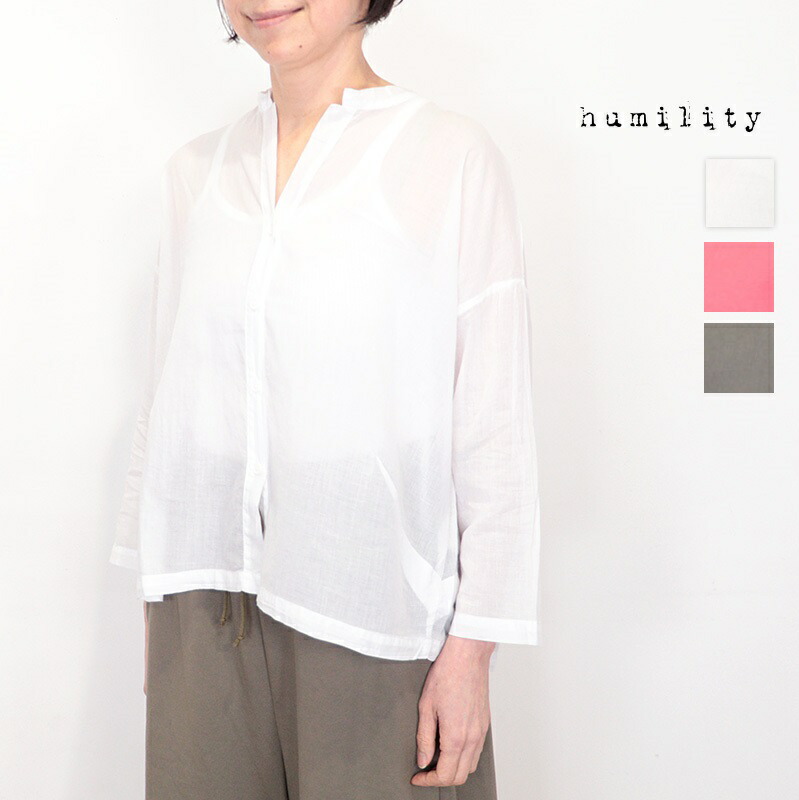 humility ヒューミリティー 67217359 スタンドカラーコットンシャツ ハーフスリーブシャツ ブラウス 綿 | トップス 春夏 26SS