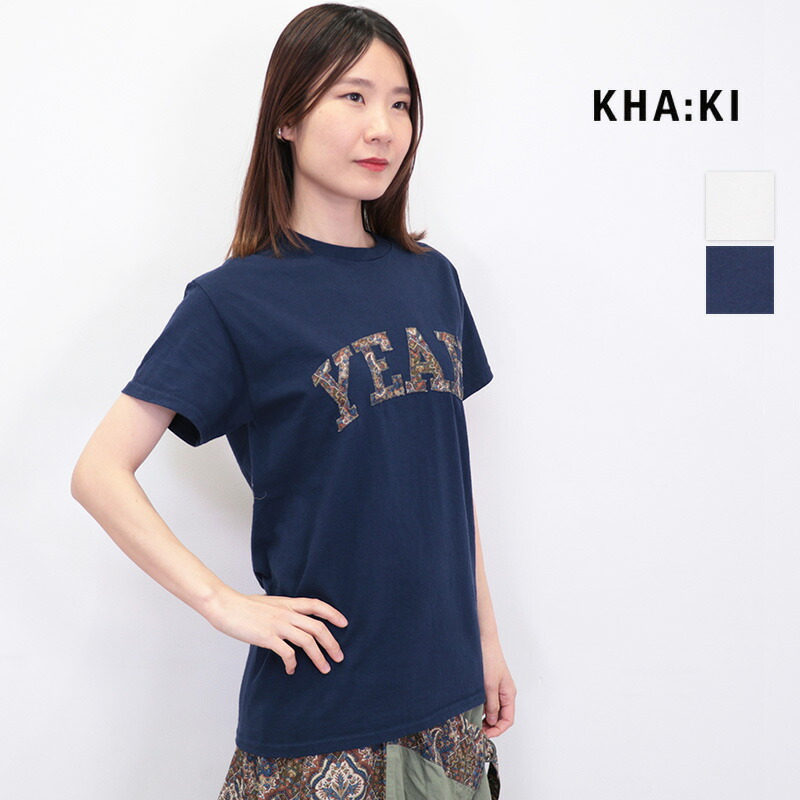 5/8販売開始 KHA:KI カーキ MIL25HCS3439 ペイズリー 刺繍Tシャツ EMBROIDERY TEE YEAH リバティ ロゴTシャツ khaki kahki  | 25SS トップス 春夏