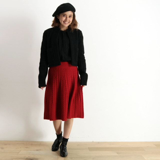 40%OFF】iliann loeb イリアンローブ ケーブル編み フレアスカート  