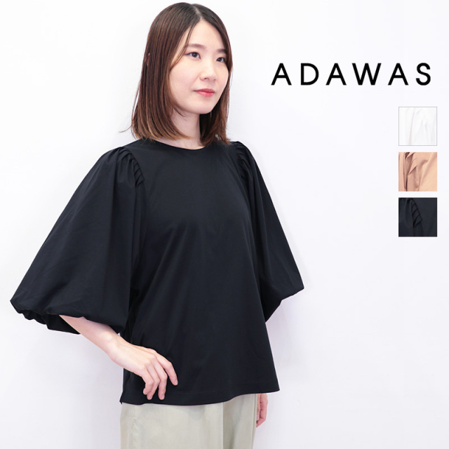 ADAWAS アダワス ADWS-501-01 プレーティングジャージー バルーンスリーブTシャツ パフスリーブTシャツ PLATING JERSEY BALLOON-SLEEVETEE  ブラウス カットソー 五分袖 ｜ 25AW トップス 秋冬