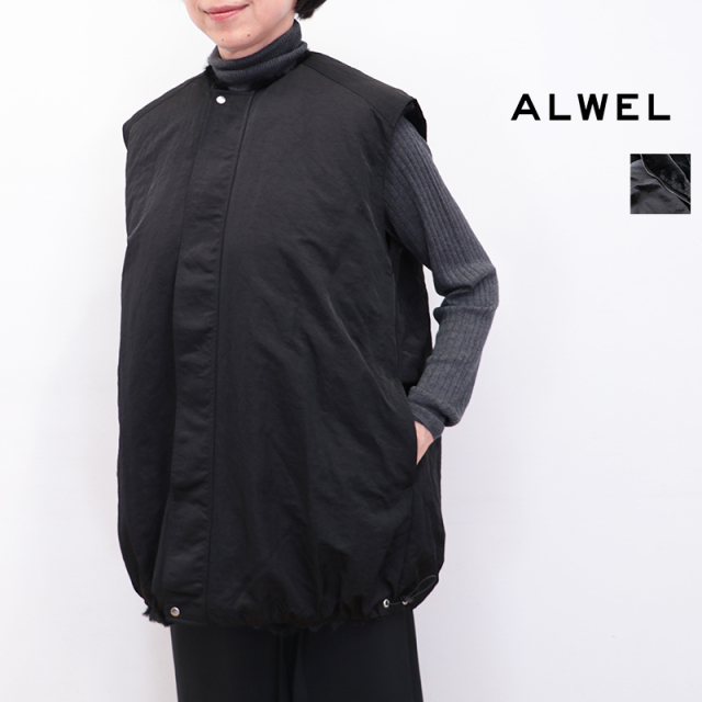 ALWEL オルウェル CRINY FUR-1 ナイロンツイル エコファー リバーシブルベスト ジレ ファーベスト Reversible Sleeveless  | 25AW アウター 秋冬