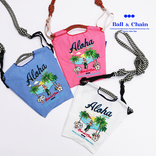【30％OFF】Ball＆Chain ボール＆チェーン 301230 ALOHA ＜Sサイズ＞ アロハ ハワイ ショルダーバッグ サコッシュ ミニバッグ ポシェット 刺繍 ギフト ボールチェーン BLUE LABEL ボールアンドチェーン