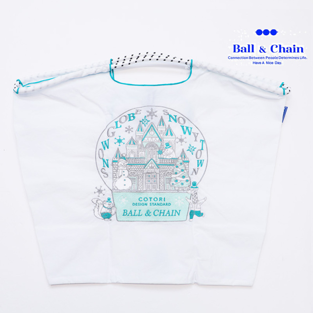Ball＆Chain  ボール＆チェーン  321108 C.Snow Globe ＜Lサイズ＞  スノードーム スノーグローブ 雪 雪だるま COTORI　トートバッグ エコバッグ ショッピングバッグ ハンドバッグ 刺繍 ギフト ボールチェーン BLUE LABEL ボールアンドチェーン