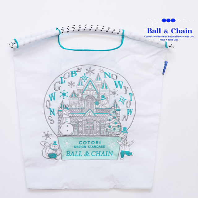 Ball＆Chain  ボール＆チェーン 321008 C.Snow Globe  ＜Mサイズ＞  スノードーム スノーグローブ 雪 雪だるま  COTORI　トートバッグ エコバッグ ショッピングバッグ ハンドバッグ 刺繍 ギフト ボールチェーン BLUE LABEL ボールアンドチェーン | バッグ 定番