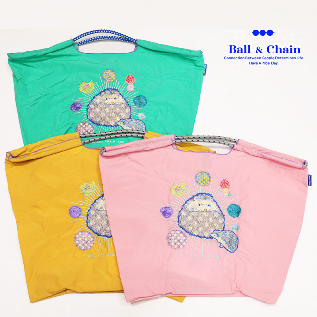 Ball＆Chain ボール＆チェーン 313108 D.HEDGEHOG はりねずみ ハリネズミ ＜Lサイズ＞ トートバッグ エコバッグ ショッピングバッグ ハンドバッグ 刺繍 ギフト ボールチェーン BLUE LABEL ボールアンドチェーン