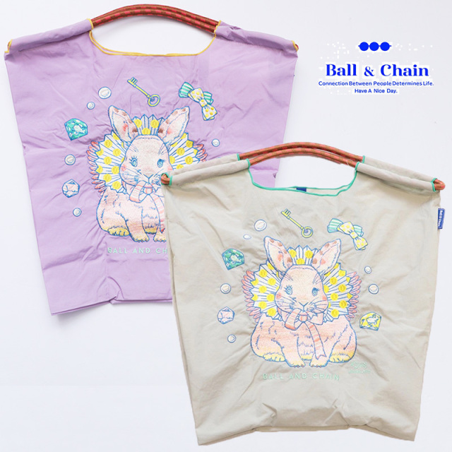Ball＆Chain  ボール＆チェーン  313014 D.M.RABBIT ＜Mサイズ＞  ラビット うさぎ ウサギ  トートバッグ エコバッグ ショッピングバッグ ハンドバッグ 刺繍 ギフト ボールチェーン BLUE LABEL ボールアンドチェーン | バッグ 定番