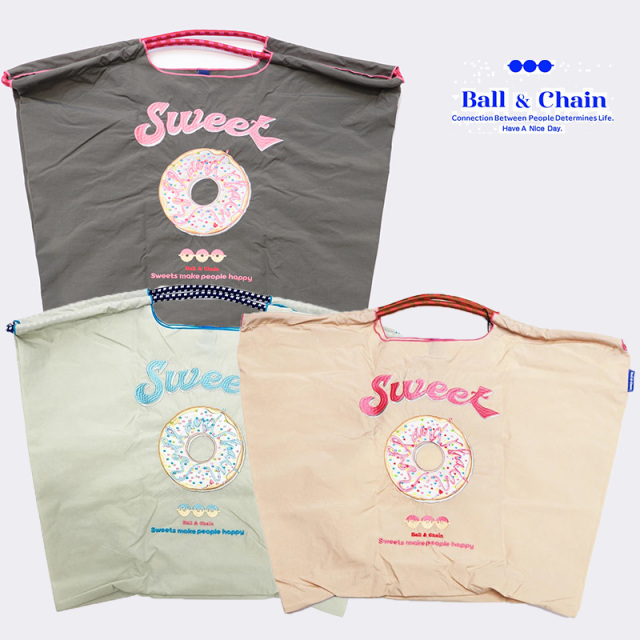 Ball＆Chain ボール＆チェーン 301131 SWEET ＜Lサイズ＞ スイーツ ドーナツ トートバッグ エコバッグ ショッピングバッグ ハンドバッグ 刺繍 ギフト ボールチェーン BLUE LABEL ボールアンドチェーン