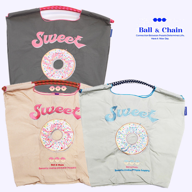 Ball＆Chain ボール＆チェーン 301031 SWEET ＜Mサイズ＞ ドーナツ トートバッグ エコバッグ ショッピングバッグ ハンドバッグ 刺繍 ギフト ボールチェーン BLUE LABEL ボールアンドチェーン