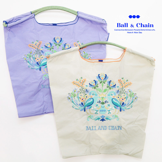 Ball＆Chain ボール＆チェーン 301036 TWITTER＜Mサイズ＞ ツイッターバード 小鳥 さえずり フラワー 花 トートバッグ エコバッグ ショッピングバッグ ハンドバッグ 刺繍 ギフト ボールチェーン BLUE LABEL ボールアンドチェーン