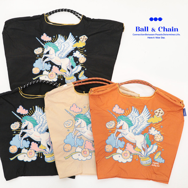 Ball＆Chain ボール＆チェーン 313017 313117  ＜M,Lサイズ＞  D.UNICORN ユニコーン アーティストDコラボ トートバッグ エコバッグ ショッピングバッグ ハンドバッグ 刺繍 ギフト ボールチェーン BLUE LABEL ボールアンドチェーン