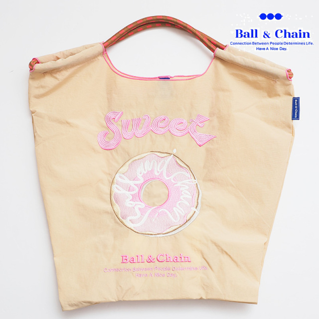 Ball＆Chain ボール＆チェーン 30100503 SWEET Beige/ベージュ Mサイズ ドーナツ  トートバッグ エコバッグ ショッピングバッグ ハンドバッグ 刺繍 ギフト ボールチェーン BLUE LABEL |  バッグ 定番