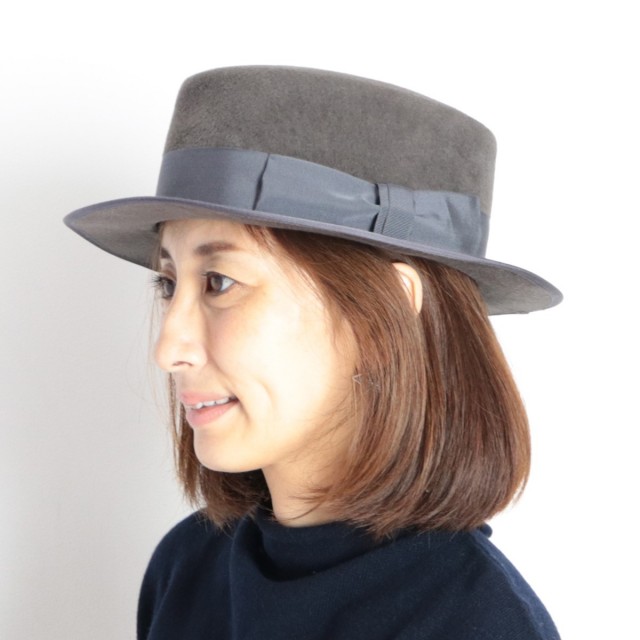 40 Off アプト別注 Tesi テシ ラビットファーカンカン帽 Canotto グレー ブラウン 秋冬 リボン ハット 帽子 17aw