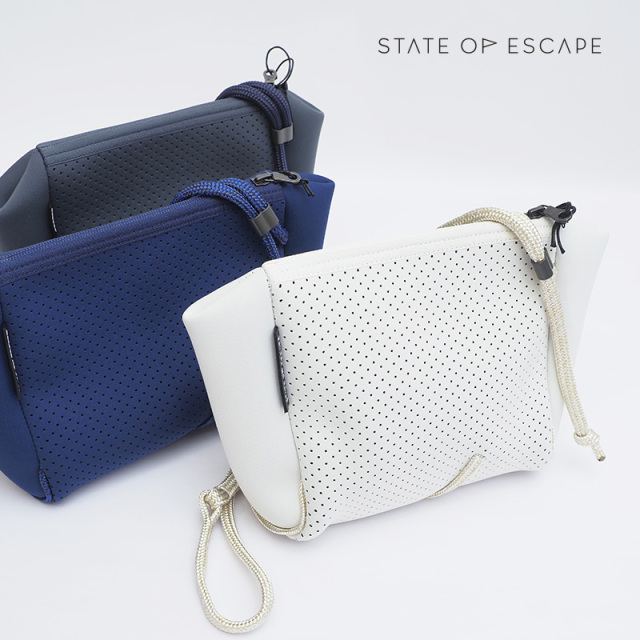 22ss新作 正規品 State Of Escape ステイトオブエスケープ Festival Cross Body フェスティバルクロスボディ ショルダーバッグ Ivory Pewter Navy ミニバッグ ネオプレン メッシュバッグ