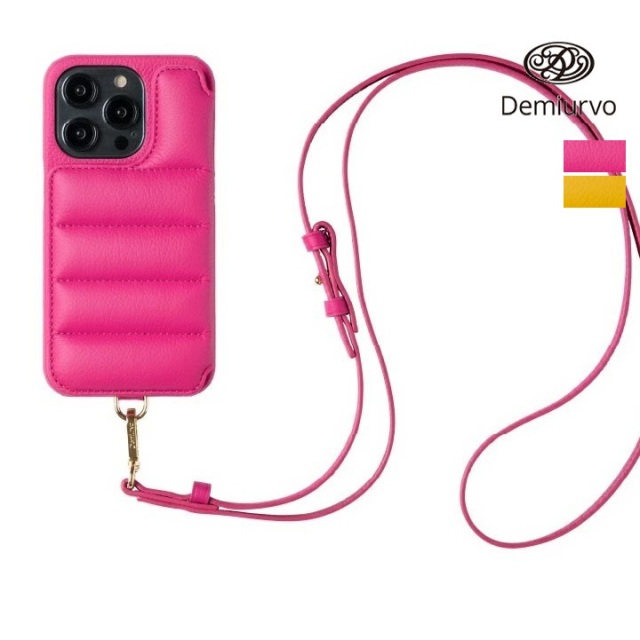 【iPhone12Pro/12】Demiurvo デミウルーボ レザースマートフォンケース BALLON バロン アイフォンケース アイフォーンケース 携帯ケース 首紐付き ストラップ付き キルティング 本革 ICカード iPhone12Pro/iPhone12 DEMIU デミュウ
