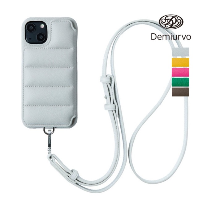 【iPhone13】Demiurvo デミウルーボ レザースマートフォンケース BALLON バロン アイフォンケース アイフォーンケース 携帯ケース 首紐付き ストラップ付き キルティング 本革 ICカード iPhone13 DEMIU デミュウ