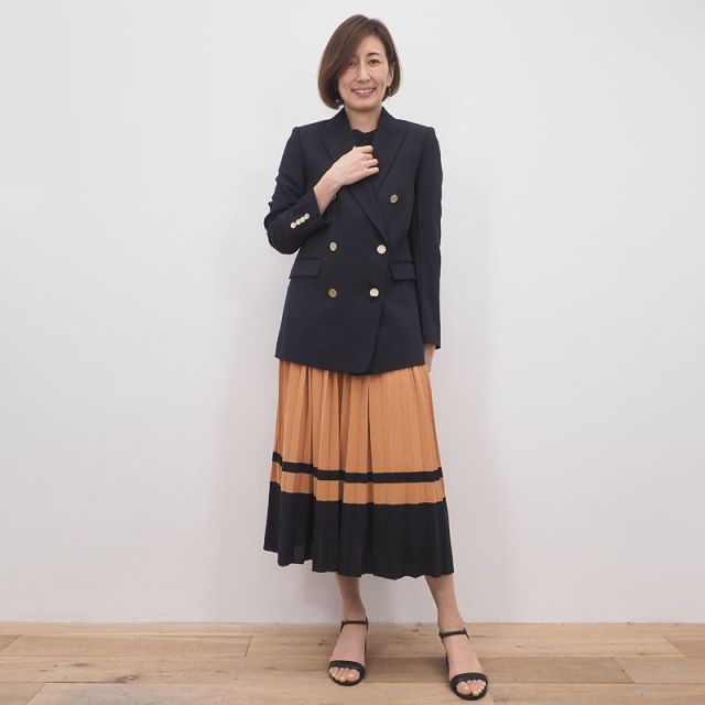 40%OFF】DEMYLEE デミリー 3110500014 配色ボーダー プリーツ