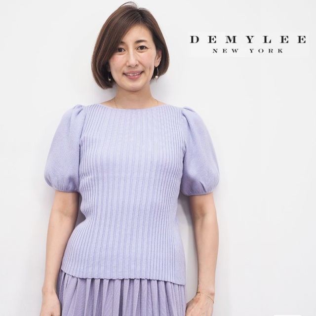 【40%OFF】DEMYLEE デミリー 3110800045 バルーンスリーブ リブニットトップス カットソー 五分袖 パフスリーブ Jeanie Top | 20SS トップス 春夏