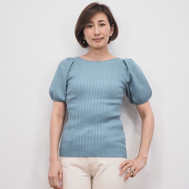 40 Off Demylee デミリー バルーンスリーブ リブニットトップス カットソー 五分袖 パフスリーブ Jeanie Top ss トップス 春夏