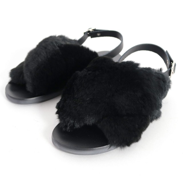 ベルトが可愛い✓ファビオルスコーニクロスベルトサンダルブラック37 24 