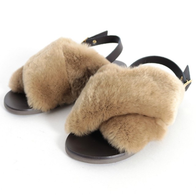 Fabio Rusconi ファビオルスコーニ クロスベルトレッキスファーサンダル De99 ブラック ホワイト ブラウン ダークグレー 秋冬 Fur レッキス ラビットファー レディース 靴 大人 カジュアル 楽ちん コンフォートサンダル 17aw 新作 送料無料