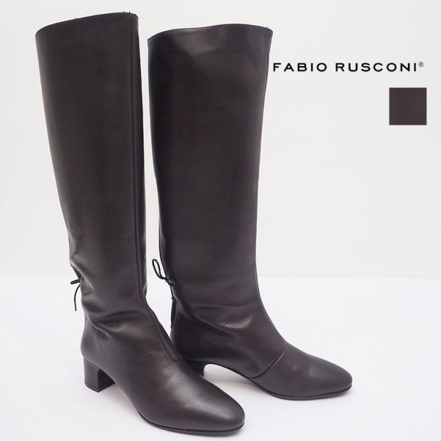 Fabiorusconi ファビオルスコーニ F 5527 バックリボンロングブーツ ヒール Calf aw シューズ 秋冬