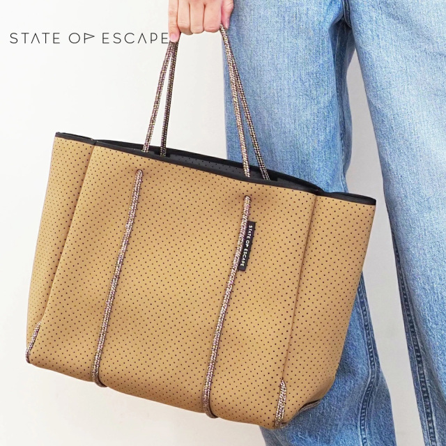【40％OFF】【正規品】STATE OF ESCAPE ステイトオブエスケープ Flying Solo フライングソロ トートバッグ CaramelSteel ｜ビーチバッグ ジムバッグ マザーバッグ ネオプレン メッシュバッグ