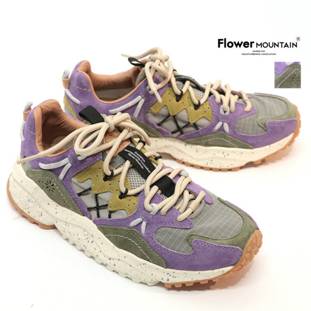 FLOWER MOUNTAIN フラワーマウンテン FM125023 YAMABUSHI ローカットスニーカー PurpleGray パープル ナイロン×スウェード ウォーキングシューズ ヤマブシ | 26SS シューズ