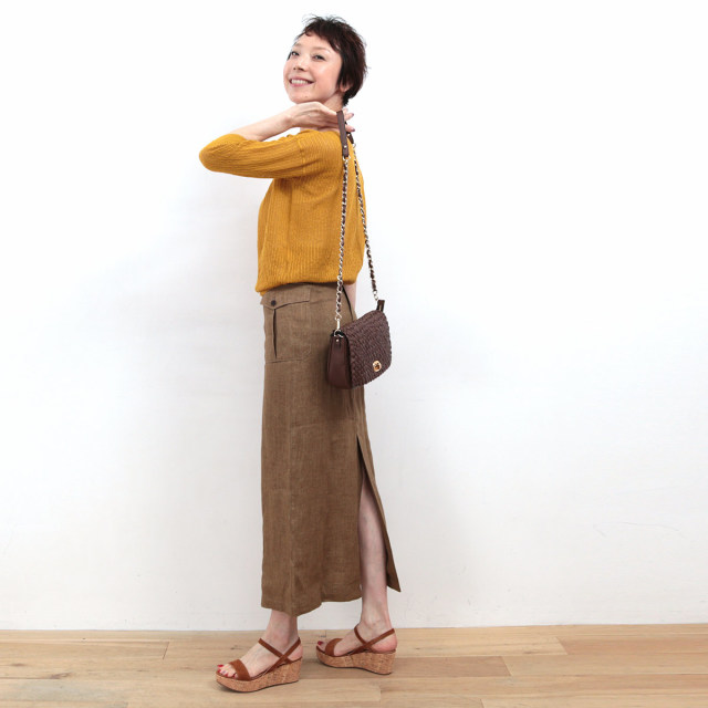 エルメス 美品 マルジェラ期 ロングスカート リネン 無地 黒 38