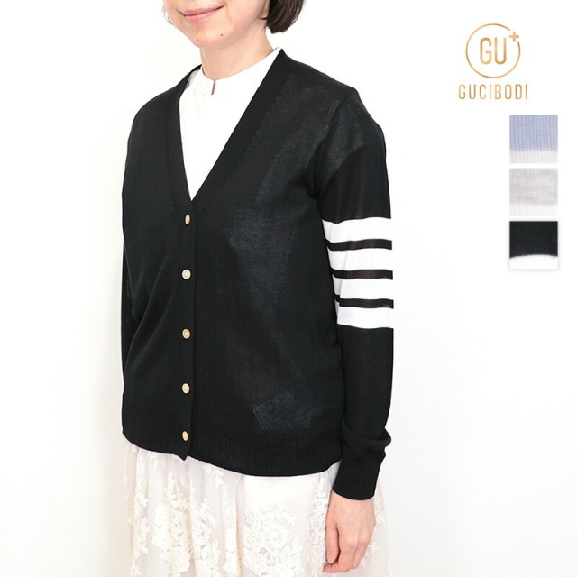GUCIBODI グチボディ H21212169 テンセルシーセル アームボーダーカーディガン 接触冷感 サマーニット | 26SS 春夏 トップス