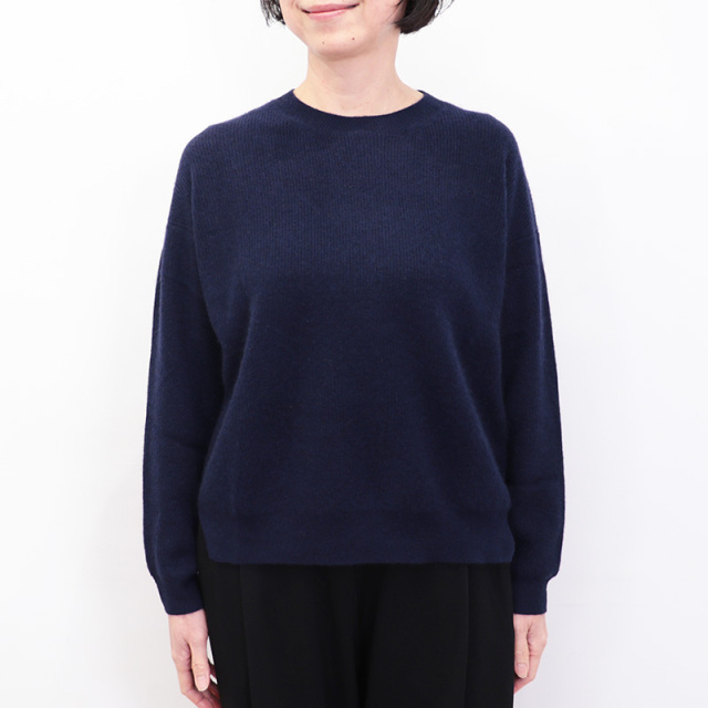 美品 TICCA 日本製 ウール ニット オーバーサイズ ジャケット ネイビー