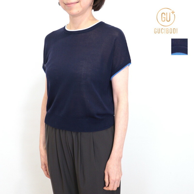 GUCIBODI グチボディ H21244689 テンセルシーセル フレンチスリーブクルーネックニットプルオーバー 接触冷感 サマーニット | 26SS 春夏 トップス
