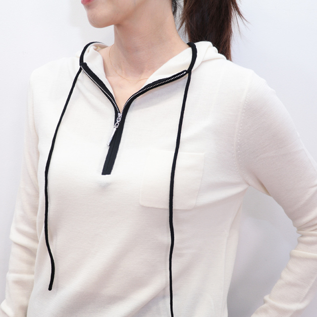 美品 アナイ カシミヤ混ニットパーカー アイボリー サイズ36*FD283 美品 アナイ カシミヤ混ニットパーカー アイボリー サイズ36