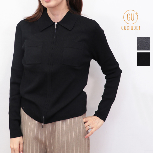 GUCIBODI グチボディ 24007577 ジップアップリブニットシャツ カーディガン ウール100％ | 25AW トップス 秋冬